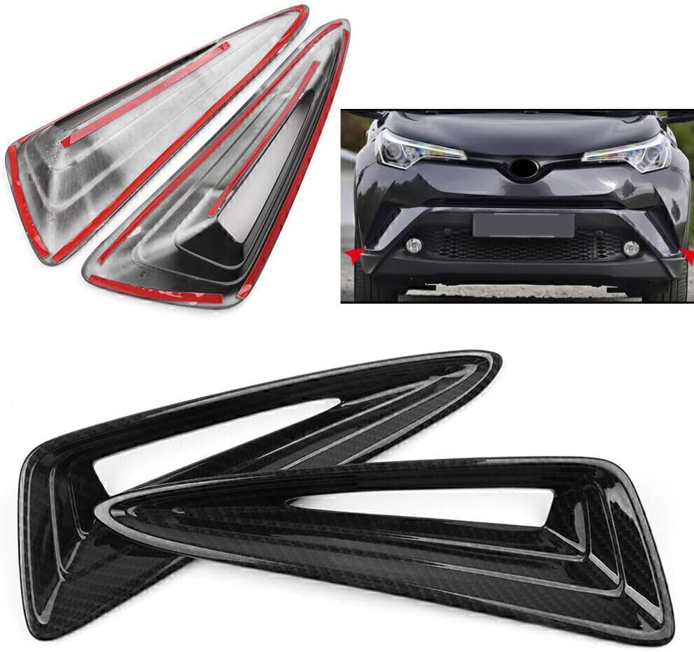 ya 4 8.14 2x Fit for Toyota C-HR 2016-2018 2017 Carbon Fiber Style Front Fog Lamp Cover Trim