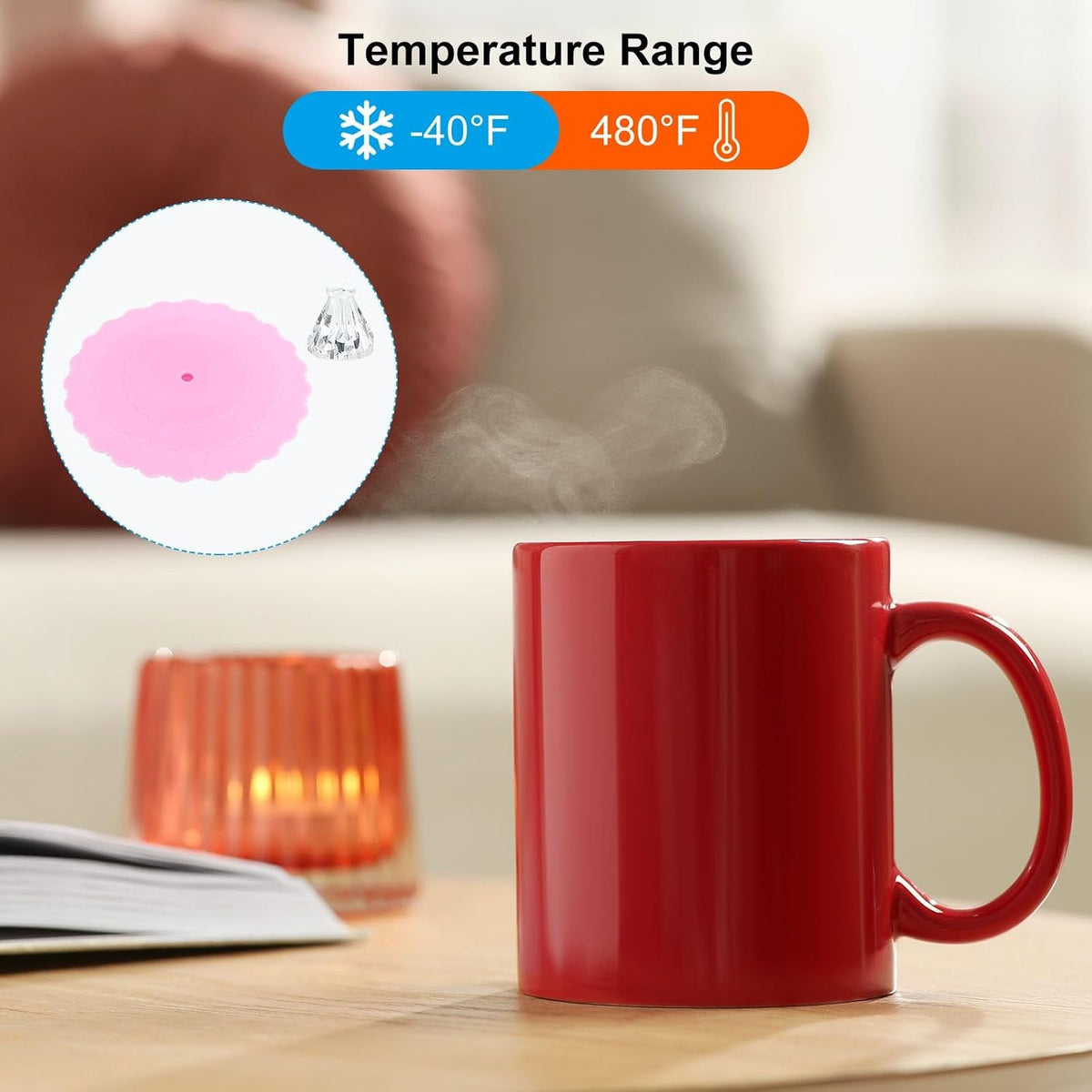 ya 14 9.20 baidi Silicone Cup Lids for Drinks, 6Pcs 3.9 Cover Diamond Shape Handle Light Pink-1