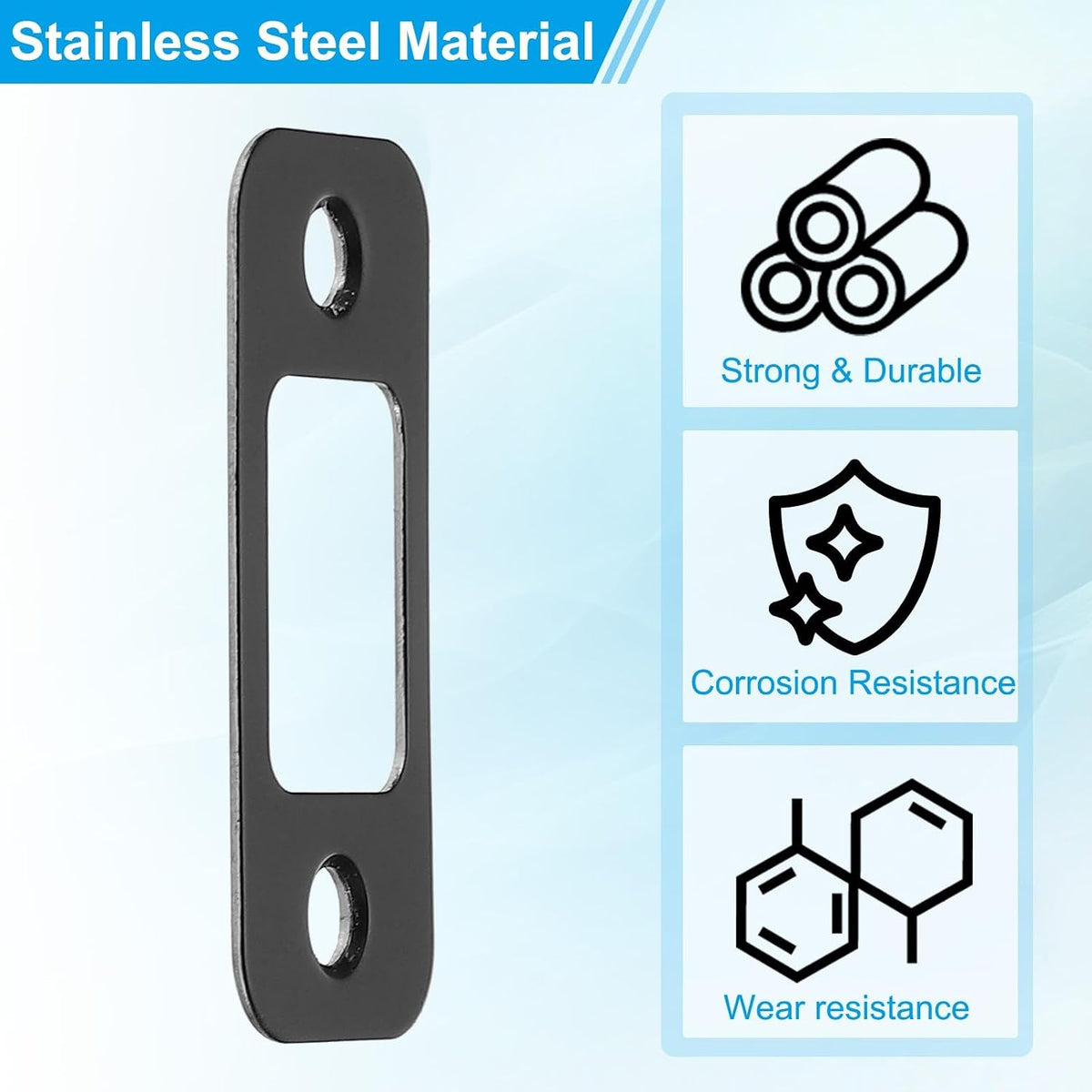 ya 26 10.21 baidi 4Pcs Deadbolt Strike Plate 2-1/4 x 1, Round Corner Door Backplate, Black-2