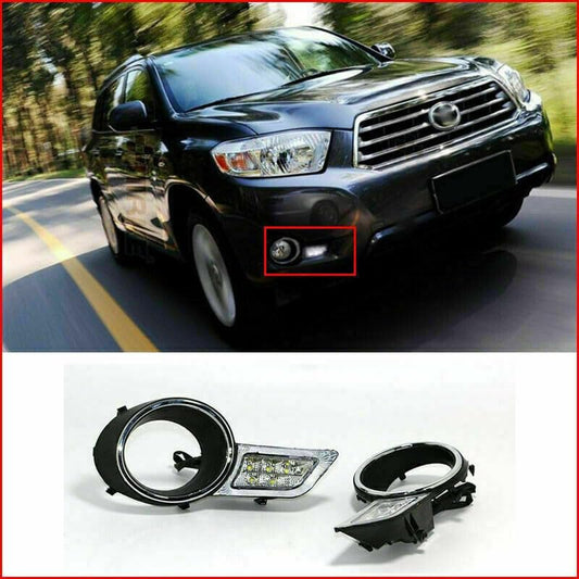 ya 4 8.14 LED DRL Daytime Running Lights Fog Light Replacement Kit for Toyota Highlander 2008-2010