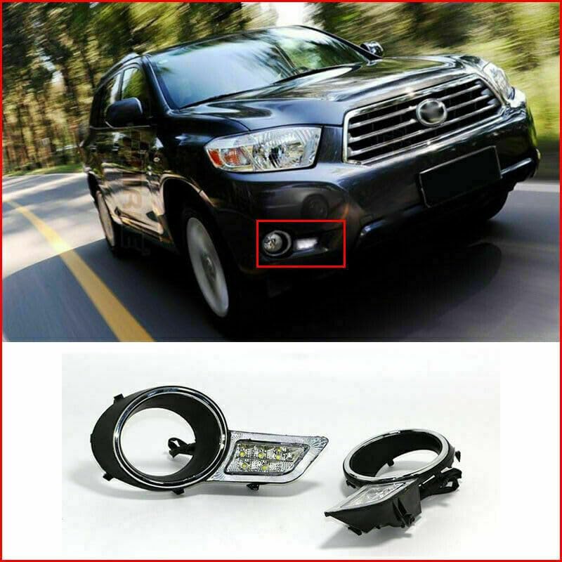 ya 4 8.24 baidi LED DRL Daytime Running Lights Fog Light Replacement Kit for Toyota Highlander 2008-2010