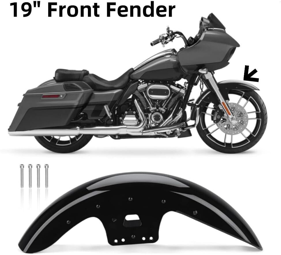 ya 23 10.7 baidi Gloss Black 19 Wheel Wrap Front Fender for Harley Road Electra Glide Road King