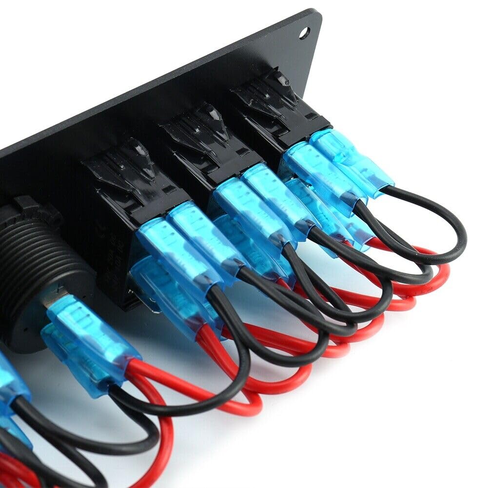ya 4 8.8 6 Gang Toggle Rocker Switch Panel Color LED Voltmeter for RV Car Marine Boat 