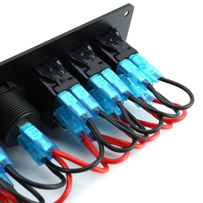 ya 4 8.8 6 Gang Toggle Rocker Switch Panel Color LED Voltmeter for RV Car Marine Boat 