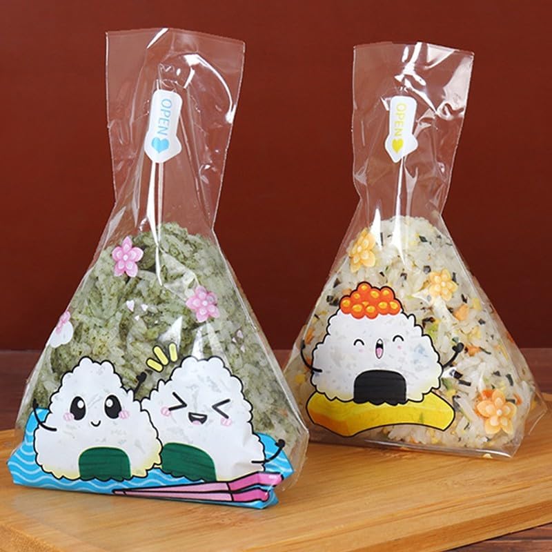 ya 14 9.20 baidi 100 Pcs Double Layers Triangle Rice Ball Packing Bag Seaweed Rice Ball Sushi -wq-1