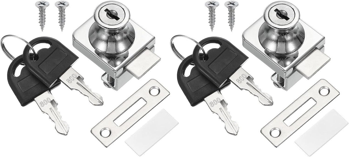ya 26 10.21 baidi Glass Cabinet Lock, 2pcs Keyed Different Single Swing Lock Thickened, Silver