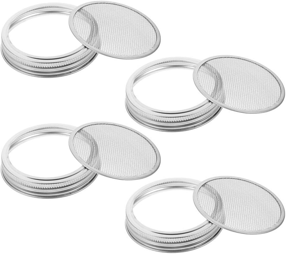 ya 14 9.20 baidi 4pcs Stainless Steel Mesh Sprouting Lid Mason Jar Lids for ing Bean Broccoli-1