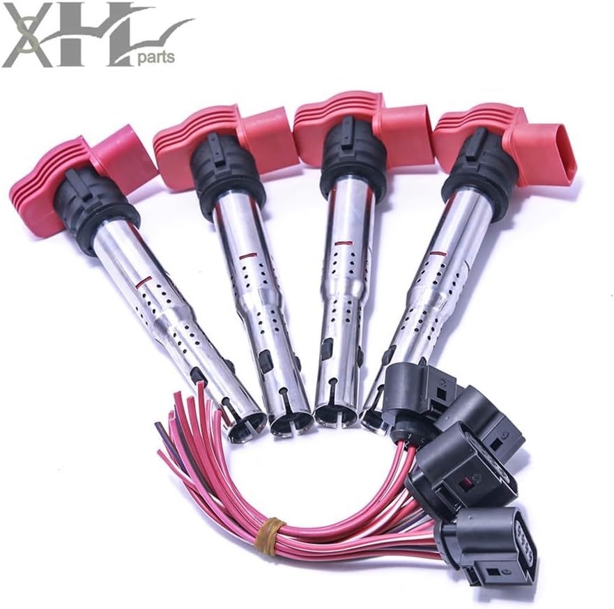 ya 9 10.24 4Sets of Connector Plug&Ignition Coil for Audi A4 S4 Q5 R8 for VW Touareg 06E905115E