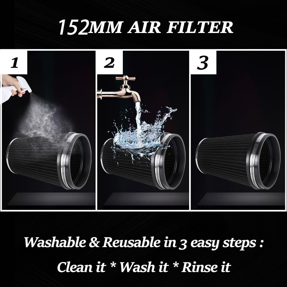ya 13 9.15 baidi Black 6 152mm Inlet Truck Air Intake Cone Replacement Dry Air Filter 9 Tall