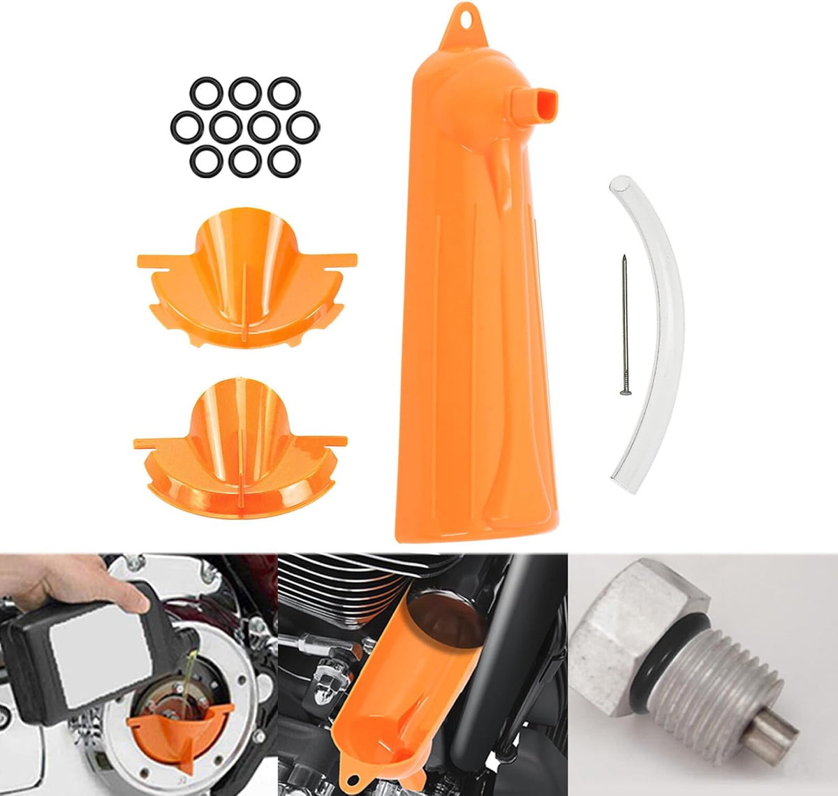 ya 11 9.14 zhengce Oil Filter Crankcase Primary Case Funnel Filter Kit O-Ring for Harley Touri