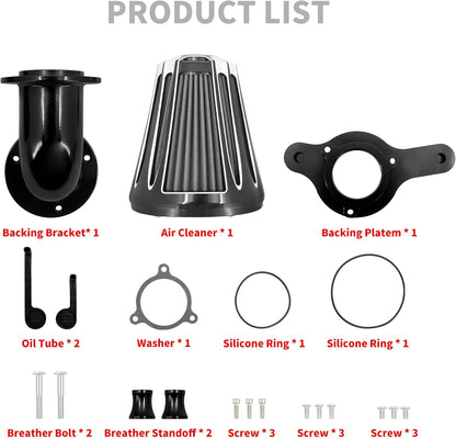 ya 5 8.10 Sucker Air Filter Cleaner Gray Intake for Harley Touring Street Road Glide 17-25