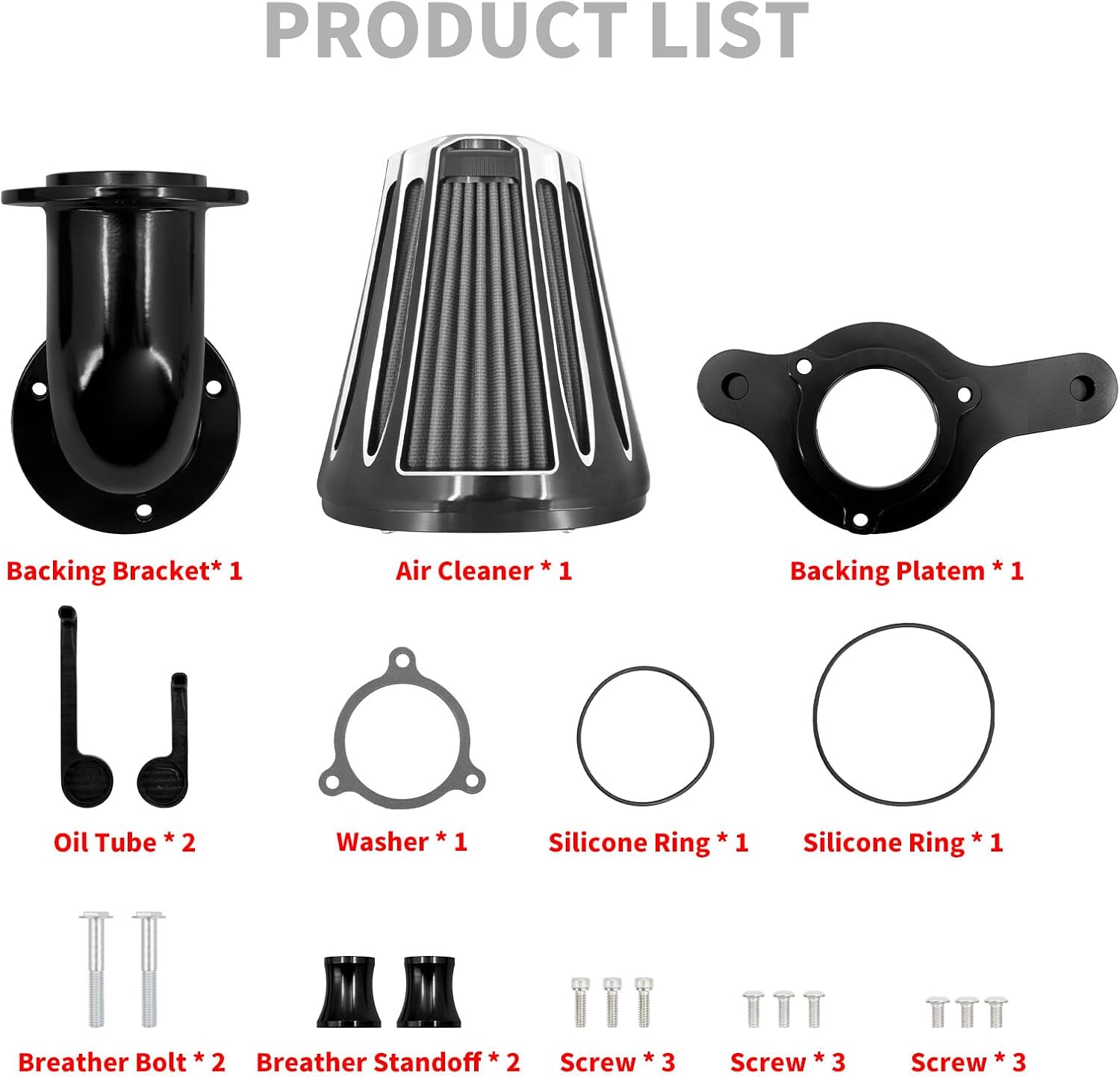 ya 8 8.24 baidi Sucker Air Filter Cleaner Gray Intake for Harley Touring Street Road Glide 17-25