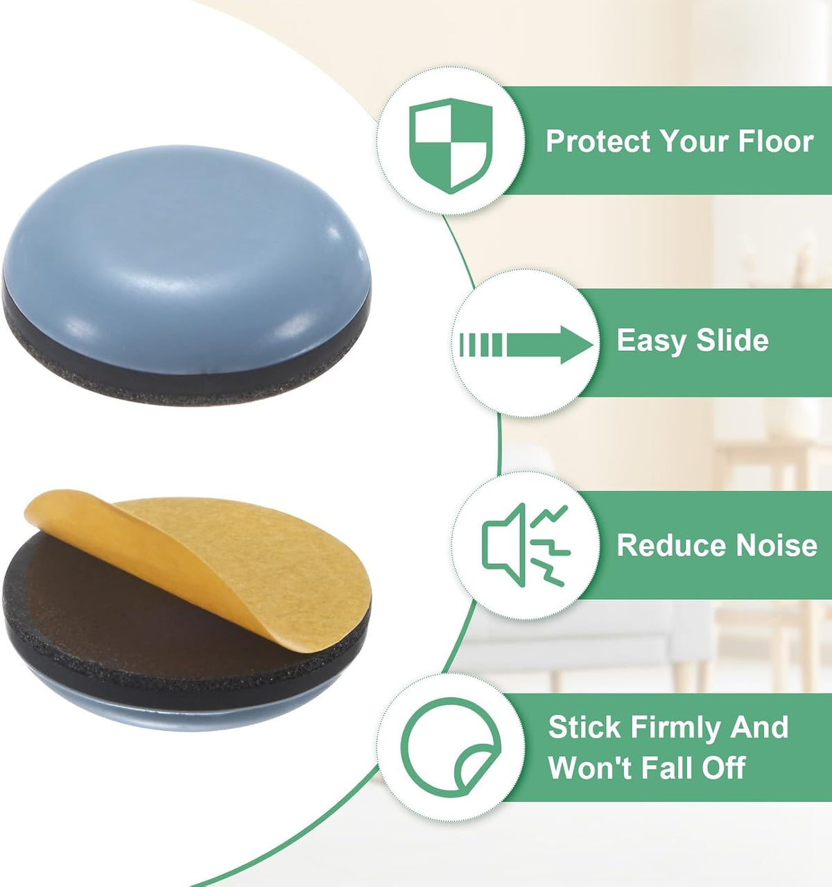 ya 26 10.21 baidi 20-Pack Furniture Sliders, 0.86 Diameter PTFE Self-Adhesive Glides [Grey]-2