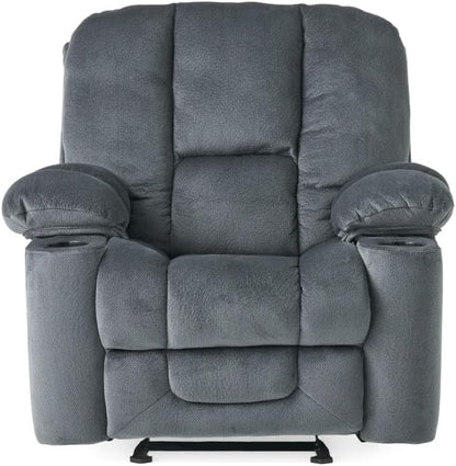 ya 28 10.13 baidi Luxurious Manual Recliner Silver - Skin-Friendly Fabric, Dual Cup Holders