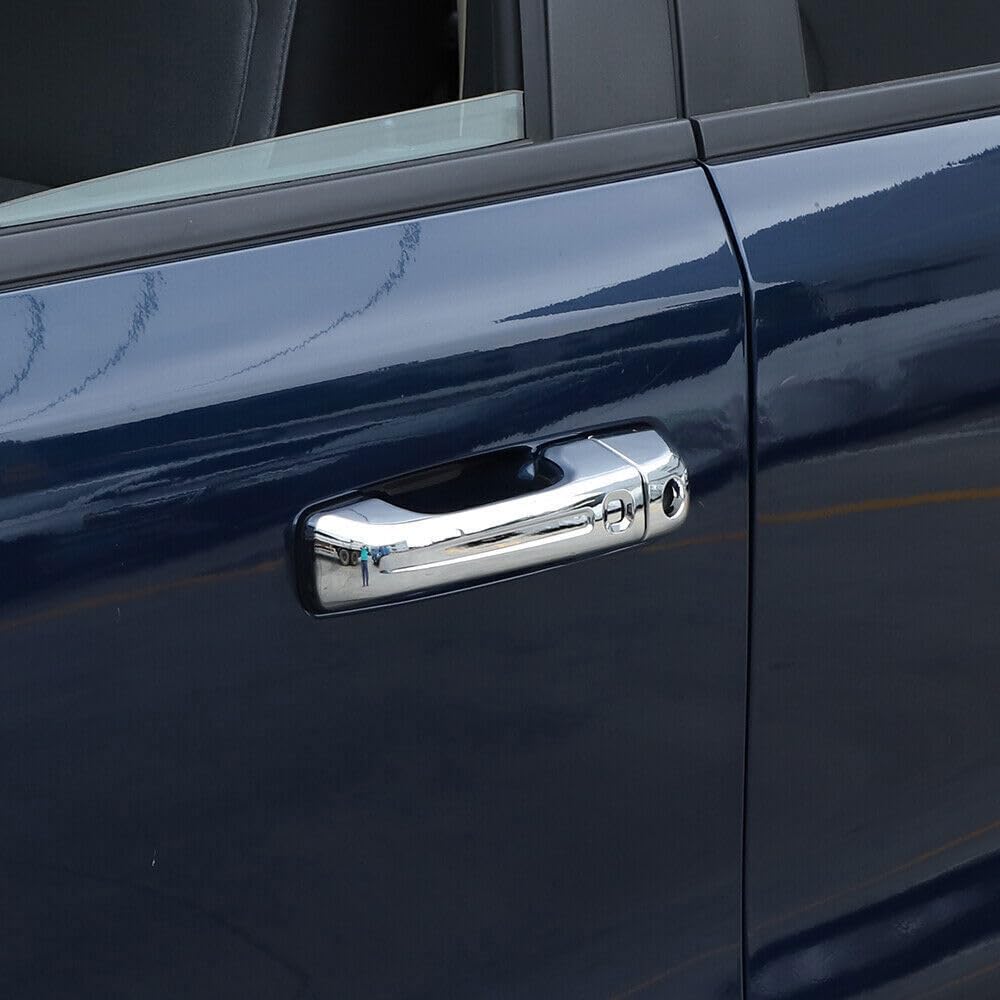ya 5 8.10 Exterior Door Handle Cover Trim for Dodge for Ram 1500 2018-2021 Chrome High-Version