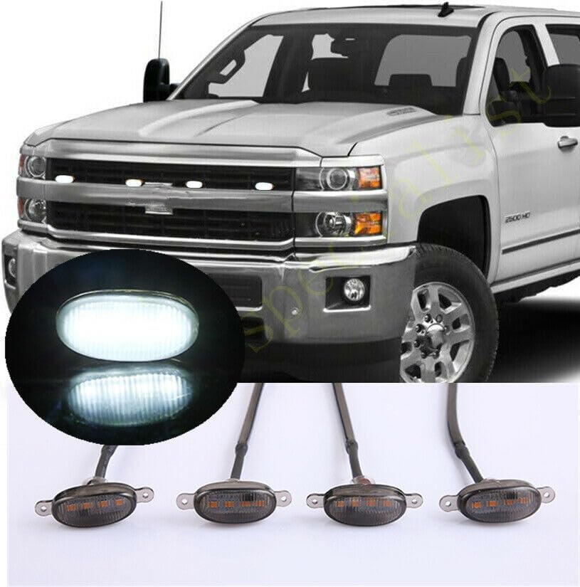 ya 3 8.24 baidi Front grille white LED lights Raptor style for Chevrolet Silverado 2500 HD 15-19