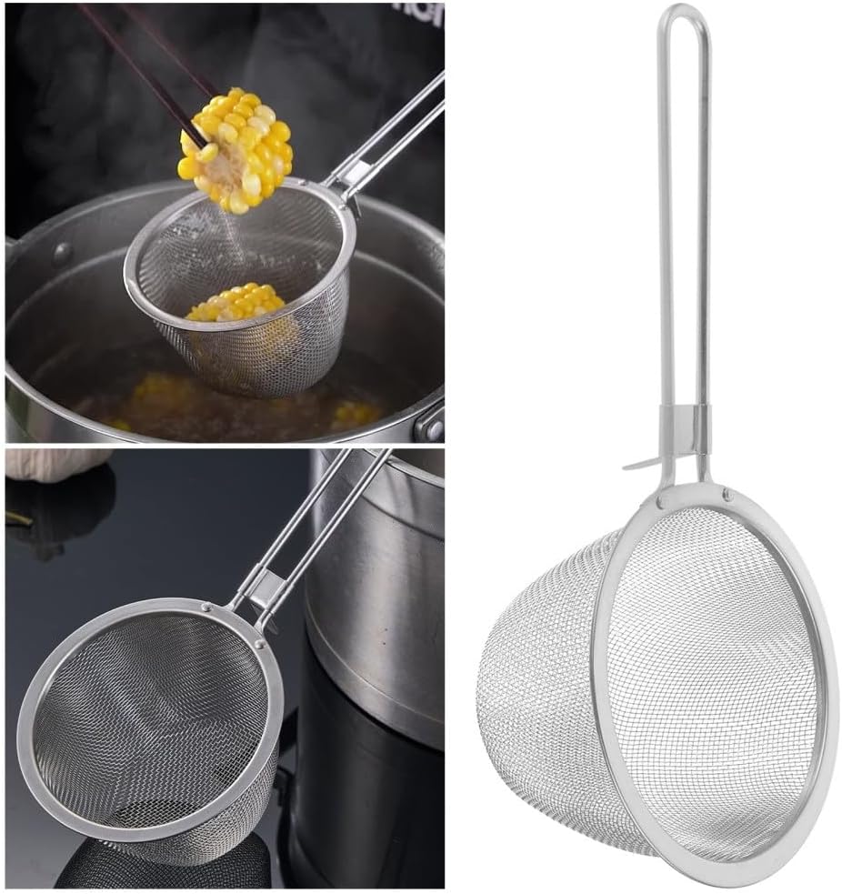 ya 14 9.20 baidi Stainless Steel Colander Pasta Strainer with Handle Noodle Spoon-1