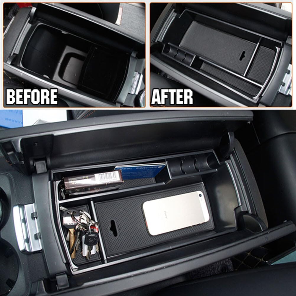 ya 5 8.10 Car Parts Black Interior Armrest Storage Box Holder for Peugeot 3008 2017-2020