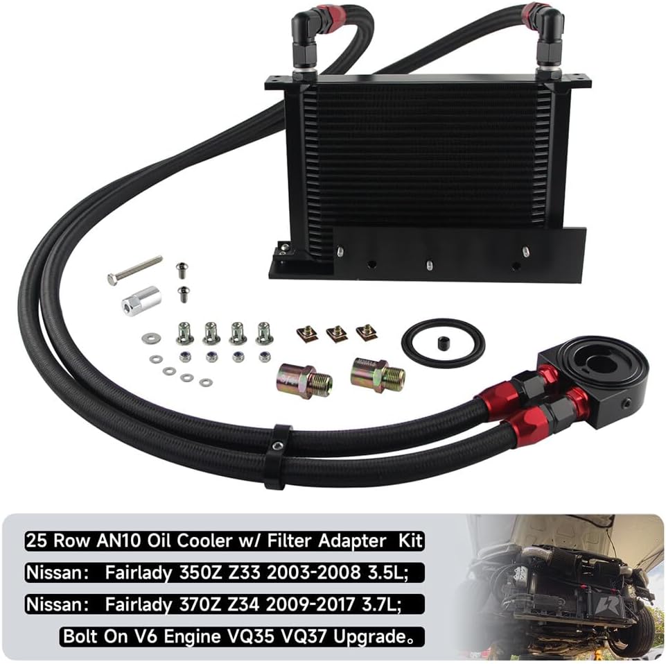 ya 12 10.8 baidi 25 Row Bolt On Oil Cooler Kit Fits 03-08 350Z VQ35 / 2009-2017 370Z VQ37