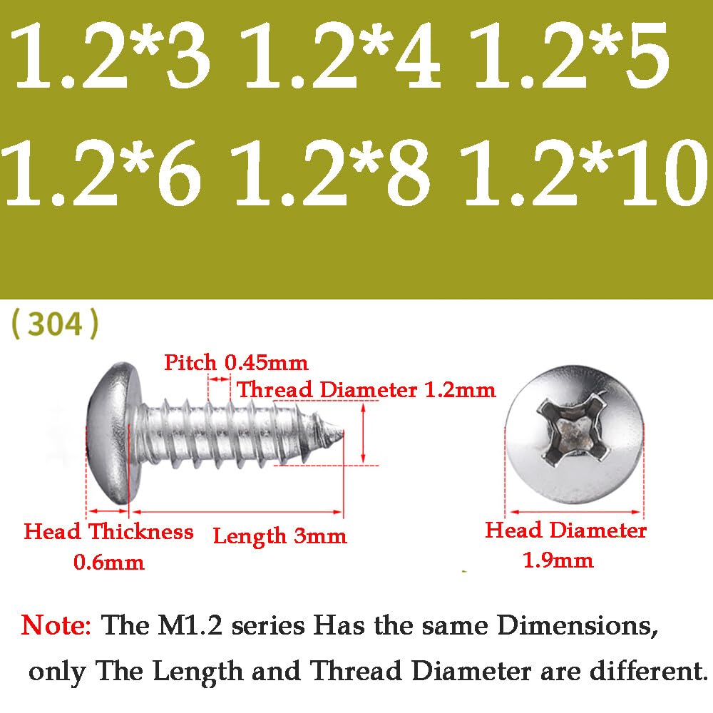 ya 16 10.20 baidi M1-M3.5 Thread Dia A2 Stainless Steel Phillips Pan Head Self Tapping Wood Screws