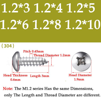 ya 16 10.20 baidi M1-M3.5 Thread Dia A2 Stainless Steel Phillips Pan Head Self Tapping Wood Screws