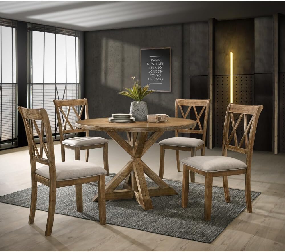 ya 28 10.13 baidi 5-Piece Dining Set Buck Wood Table + 4 Chairs, Modern Design for Kitchen