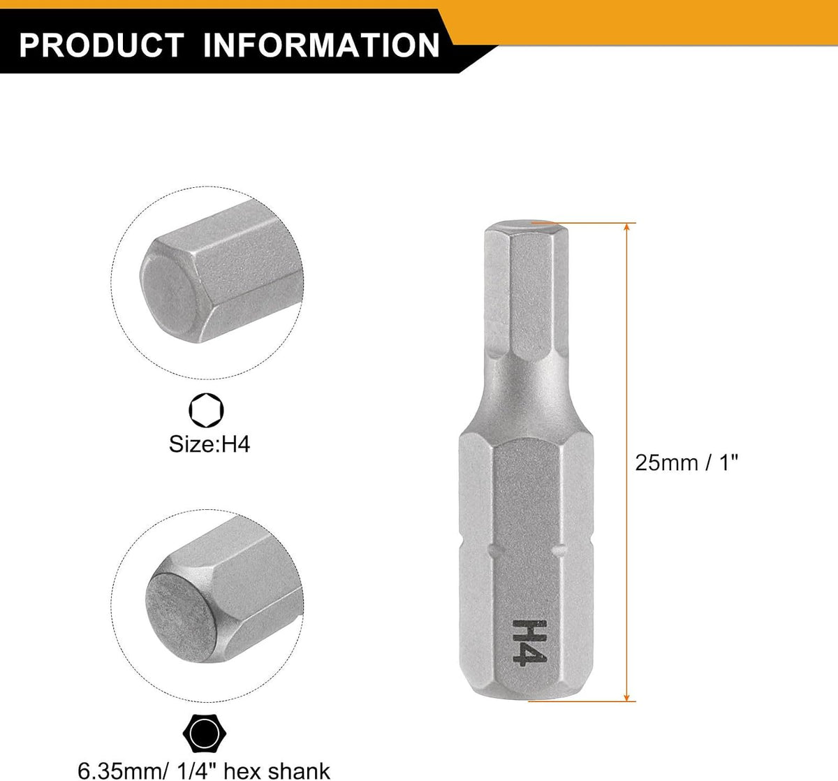 ya 14 9.20 baidi 2pcs H4.0 Magnetic Hex Screwdriver Bit 1/4 Hex Shank 25mm Length S2 Steel-1