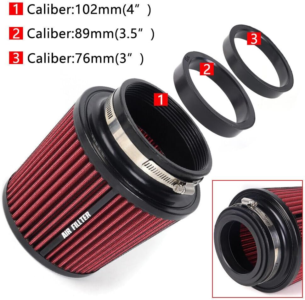 ya 13 9.15 baidi 3, 3.5, 4 Inlet, 6.5 Tall High Per for MAN ce Cold Air Intake Air Filter Red