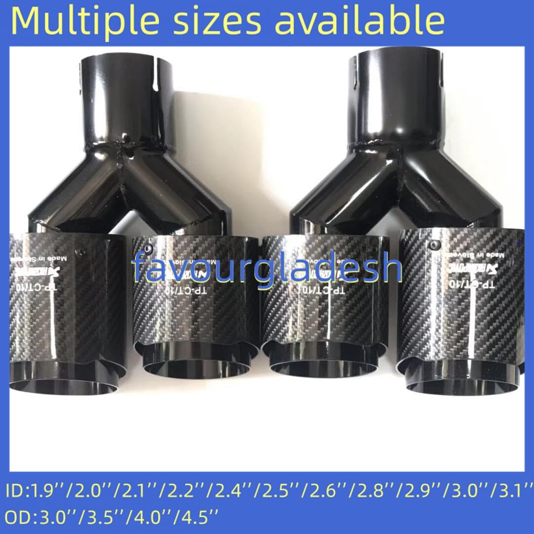 ya 6 8.24 baidi Set of 2 Akrapovic Glossy Carbon Fiber Tip Dual Muffler OD:76 89 101 114