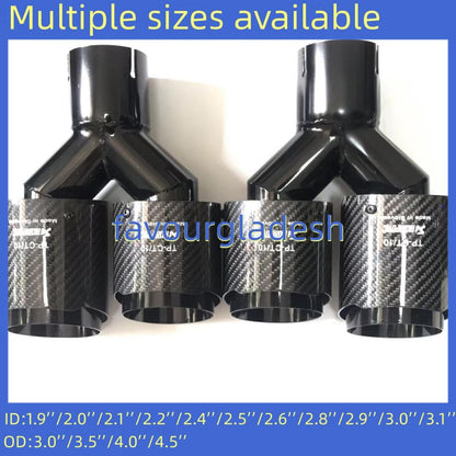ya 6 8.24 baidi Set of 2 Akrapovic Glossy Carbon Fiber Tip Dual Muffler OD:76 89 101 114