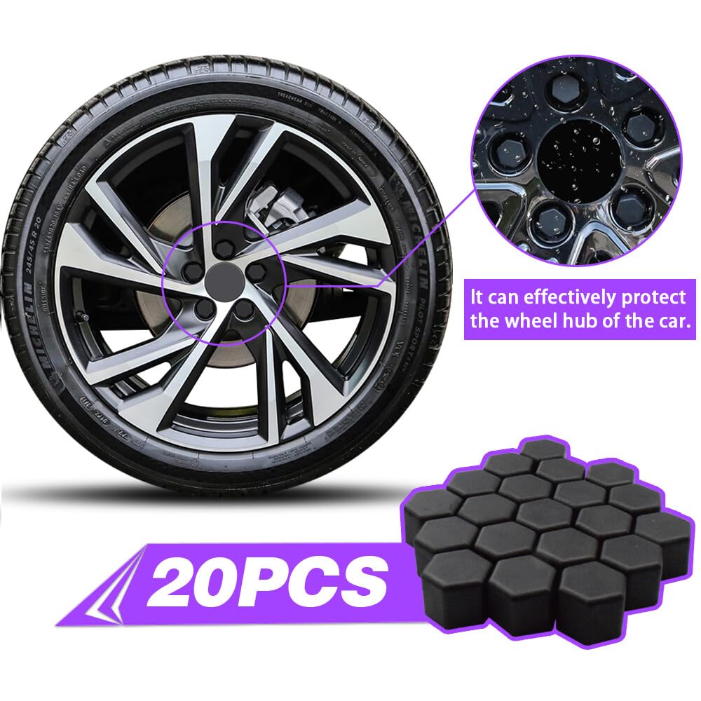 ya 10 9.16 baidi 20PCS 21mm Silicone Car Wheel Nut Lug Hub Covers Bolt Cap Dust Cover Protector