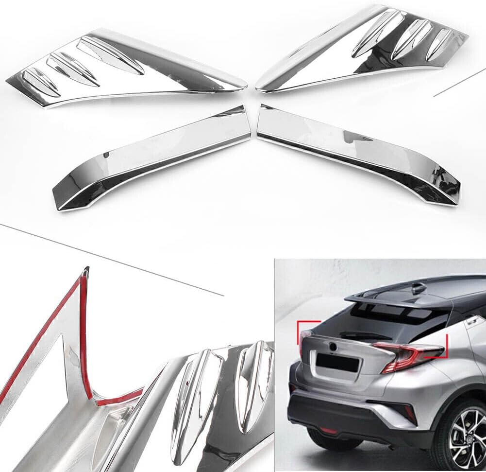 ya 9 10.24 4x ABS Chrome Car Rear Tail light Cover Trim Fit for Toyota C-HR CHR 16-18