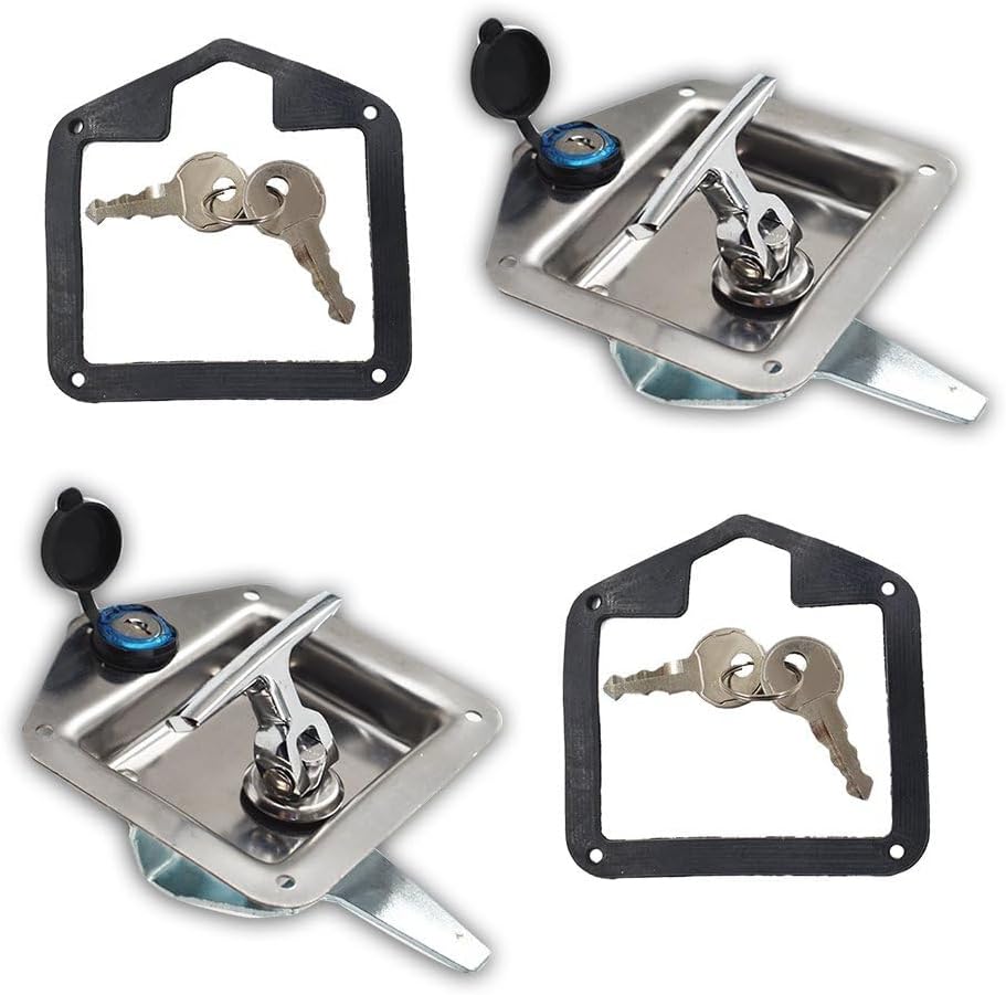 ya 4 8.14 2 Pack Trailer Door Latch T-Handle Lock Key for Camper Truck Tool Box