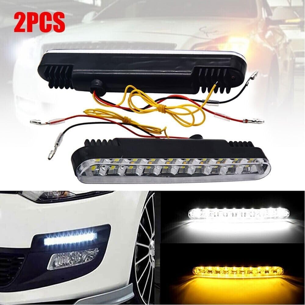 ya 4 8.8 2 x 30LED Daytime Running White Lights DRL Driving Amber Turn Signal Fog Lights 