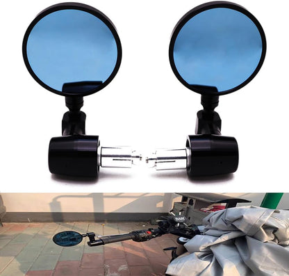 ya 2 8.15 Motorcycle Black 7/8 Handle Bar End CNC Aluminum 3 Round Rearview Side Mirror