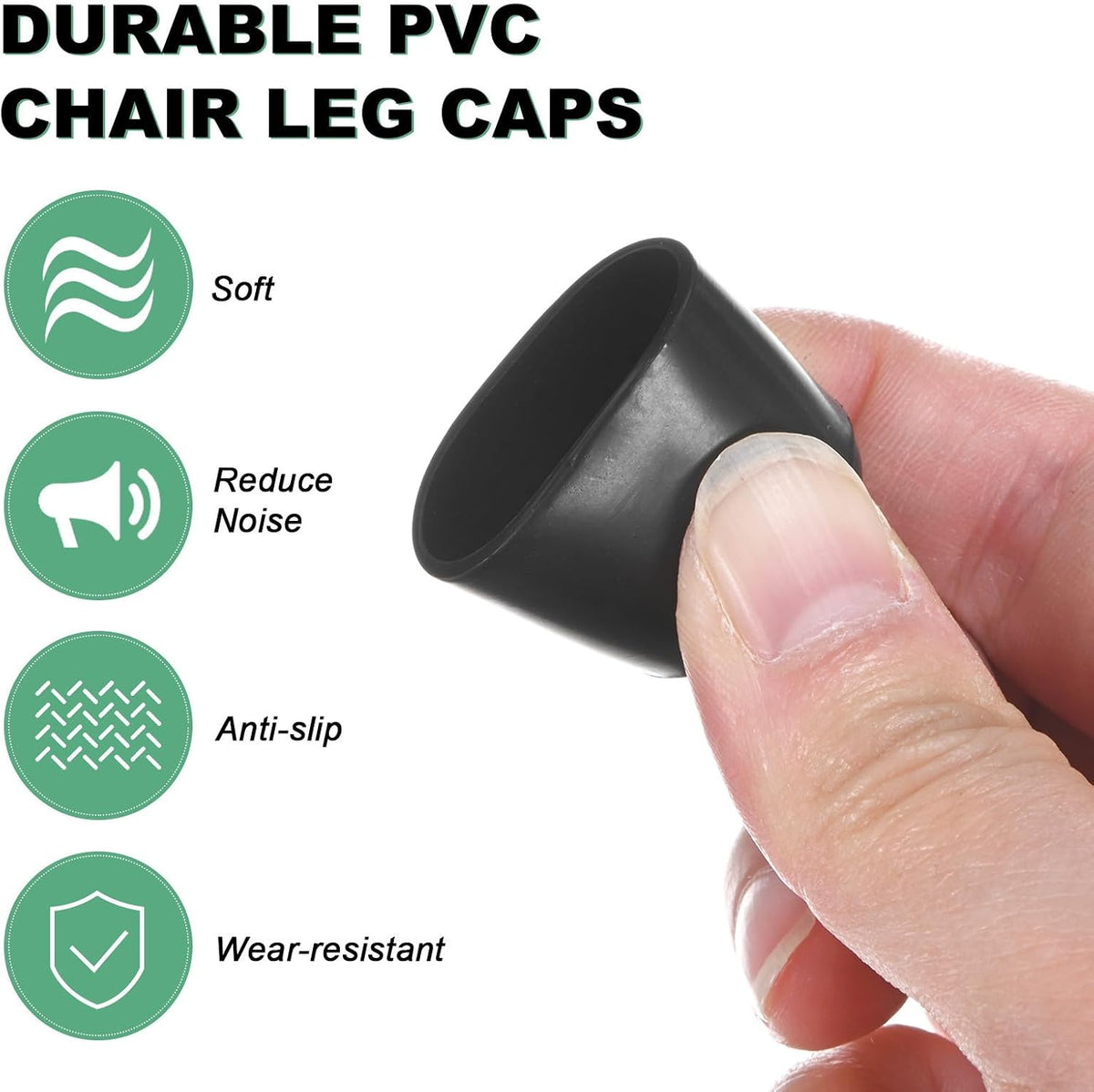 ya 26 10.21 baidi 12Pcs Chair Leg Caps, 3/4Inch(19mm) PVC Chair Leg Floor Protectors Round Black