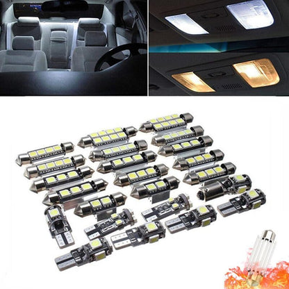 ya 13 9.15 baidi 23pcs White LED Panel Car Reading Map Bulb Light Dome Festoon Kit