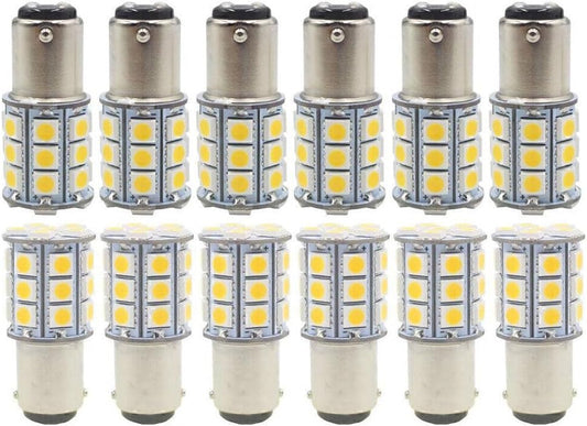 ya 9 10.24 1/2/4/10/12x CE BA15D 27SMD RV Marine Boat Trailer Light bulbs 1076 White