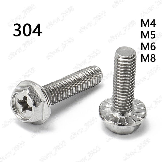ya 16 10.20 baidi 304 Stainless Steel Phillps Hexagon Flange Head Screws Bolts M4 M5 M6 M8