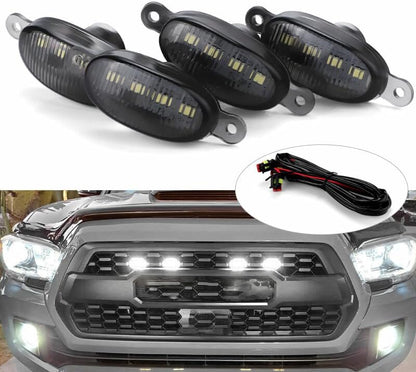 ya 7 8.24 baidi 4x Smoked Lens LED Front Grille Running Light White Fits for Ford F150 Raptor Style
