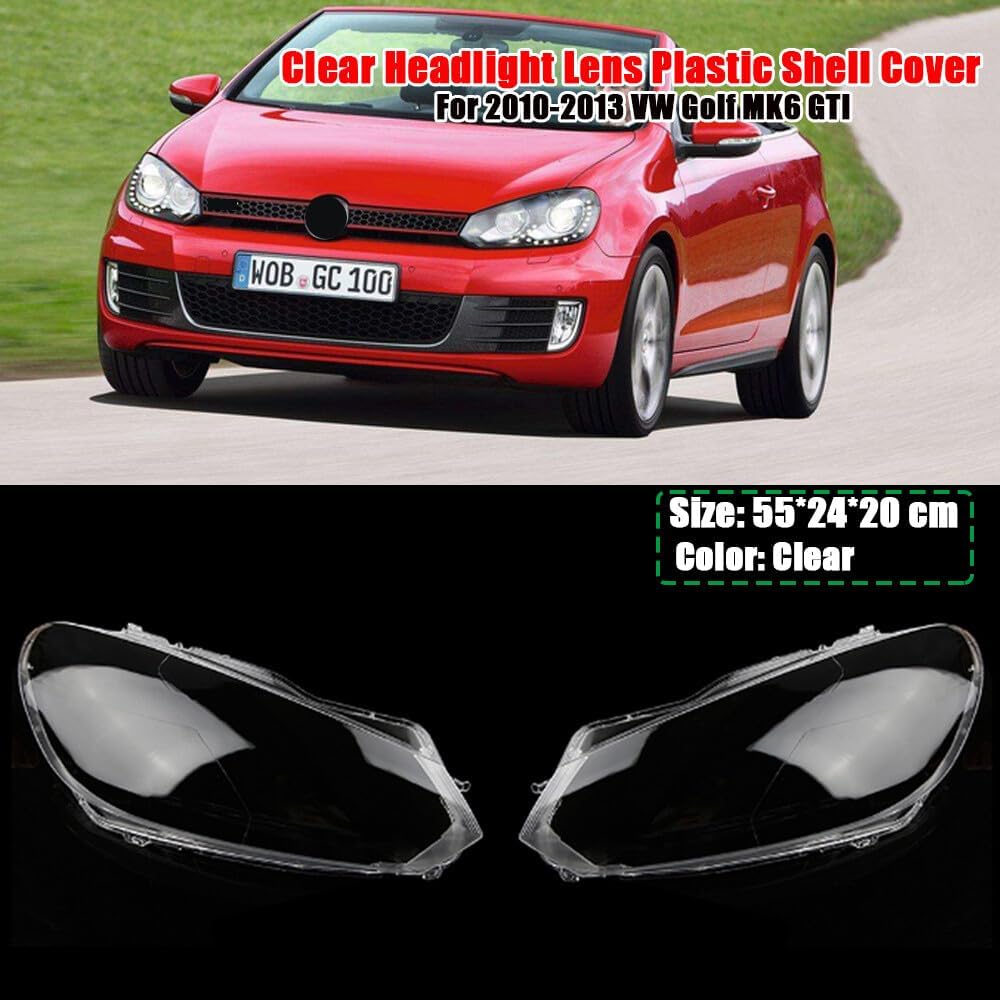 ya 7 8.24 baidi Pair Clear Headlight Headlamp Lens Cover LH + RH For 2010-2013 for VW for Golf GTI MK6
