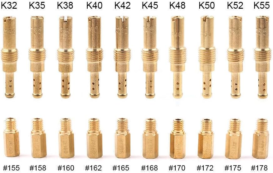 ya 11 9.14 baidi20pcs Main Jets + Slow Pilot Jets Kit Fit Motorcycle Carburetor Carb Gold