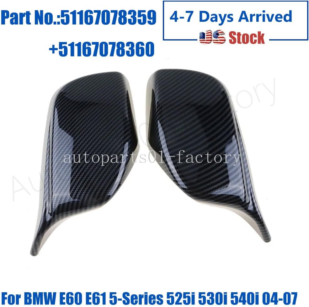 ya 11 9.14 baidiLeft&Right Carbon Fiber Side Rearview Mirror Cover Caps for BMW E60 E61 03-2008