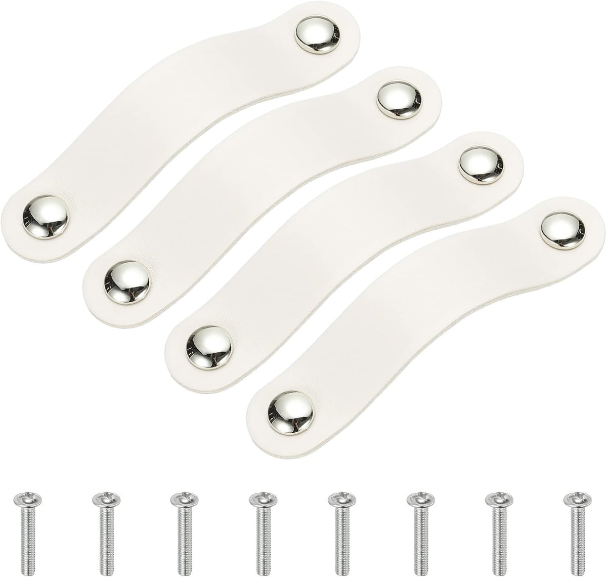 ya 26 10.21 baidi 4 Pcs Leather Drawer Pull Double Hole Leather Handle with Screw White