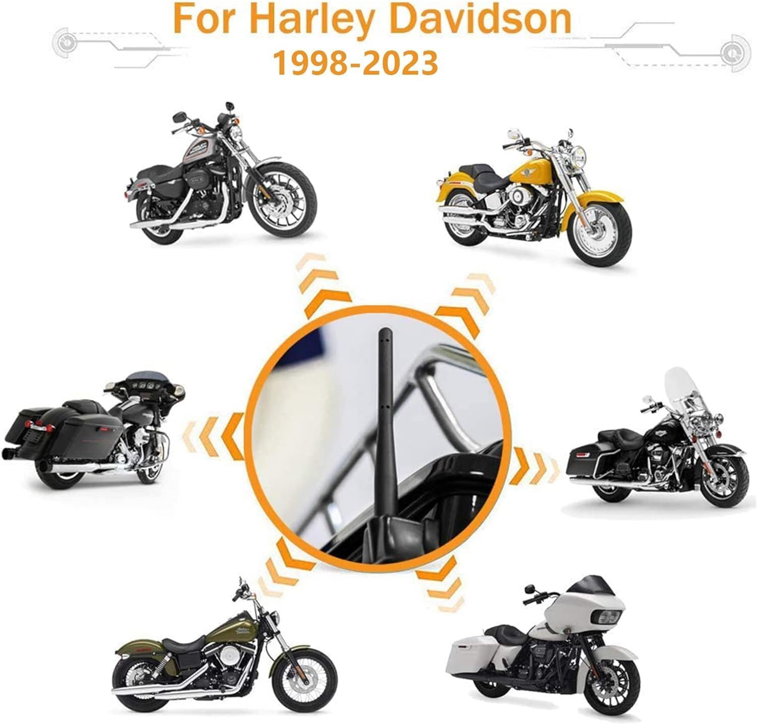 ya 4 8.24 baidi 5 inch Short Antenna Mast for Harley-Davidson Road Street Electra Tour Glide