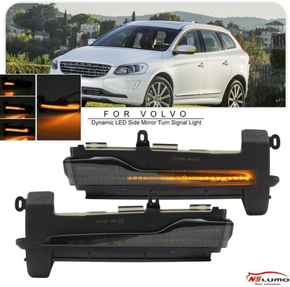 ya 7 8.24 baidi For 2014-2017 for Volvo XC60 Dynamic Front LED Side Mirror Turn Signal Lights Smoked 