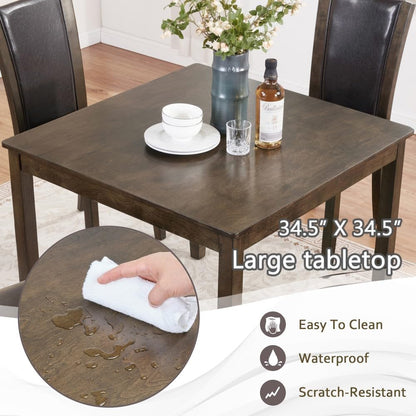 ya 28 10.13 baidi 5-Piece Wooden Dining Table Set Chairs for Dining Room/Kitchen, Dark Walnut