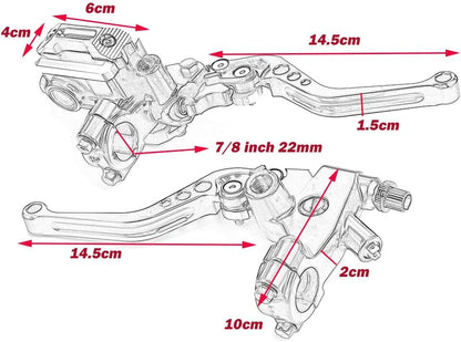 ya 4 8.14 Pair 7/8 Handlebar Brake Lever Clutch Lever Brake Pump Lever Reservoir Universal