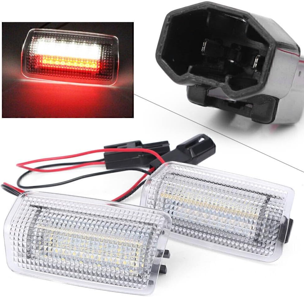 ya 13 9.15 baidi 2pcs White and Red No Error Emergency Side Welcome Door LED Lights Fits for