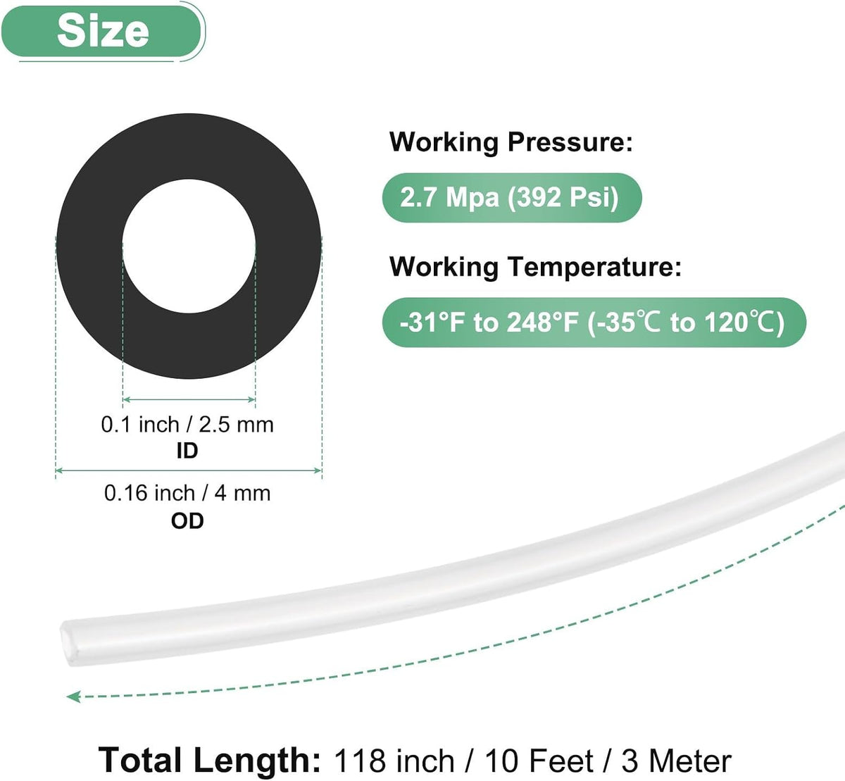 ya 14 9.20 baidi 3 m Nylon Hose Tube, 2.5x4mm(IDxOD) PA6 Pneumatic Air Tubing Translucent-1